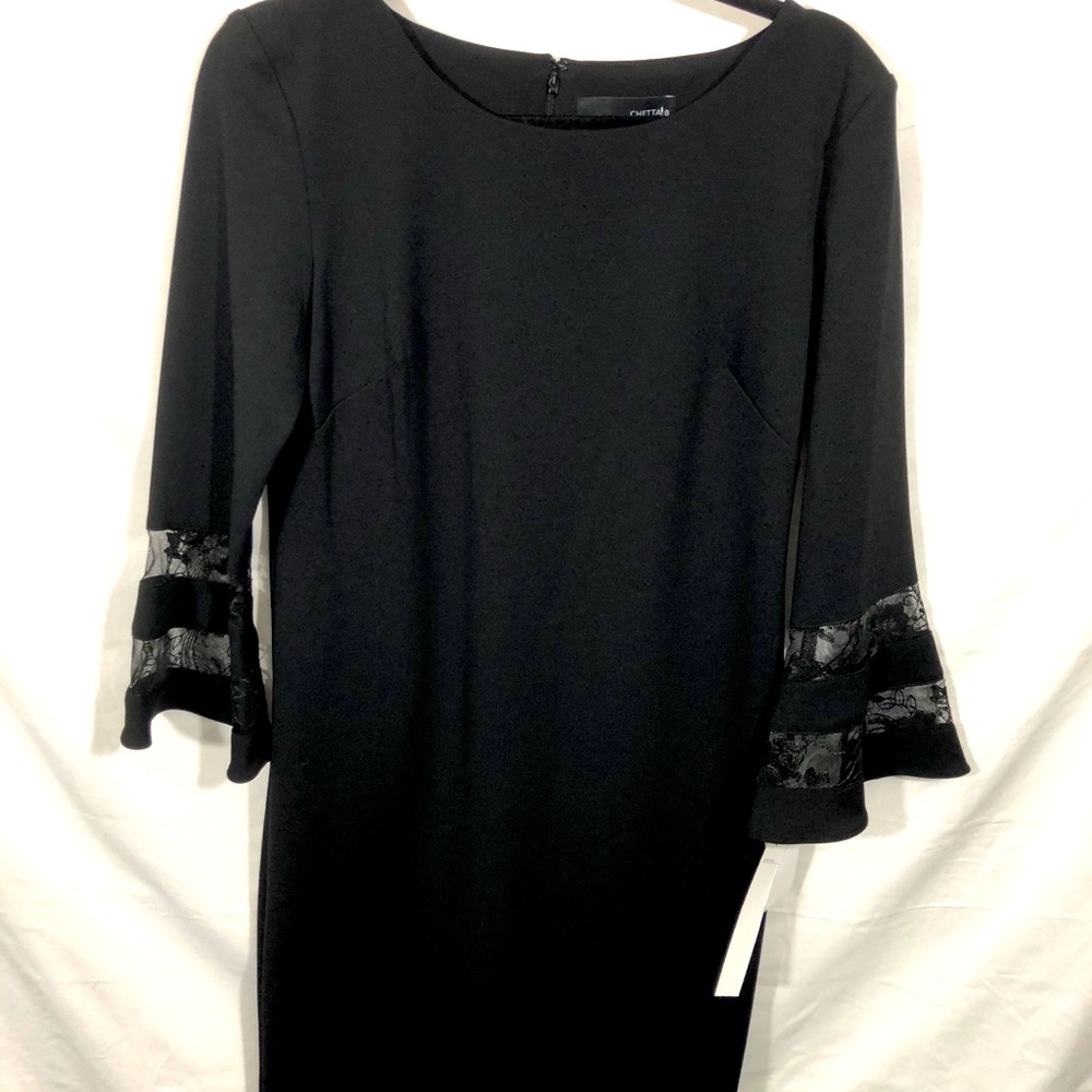 Chetta B Black Dress w/ laced sleeve